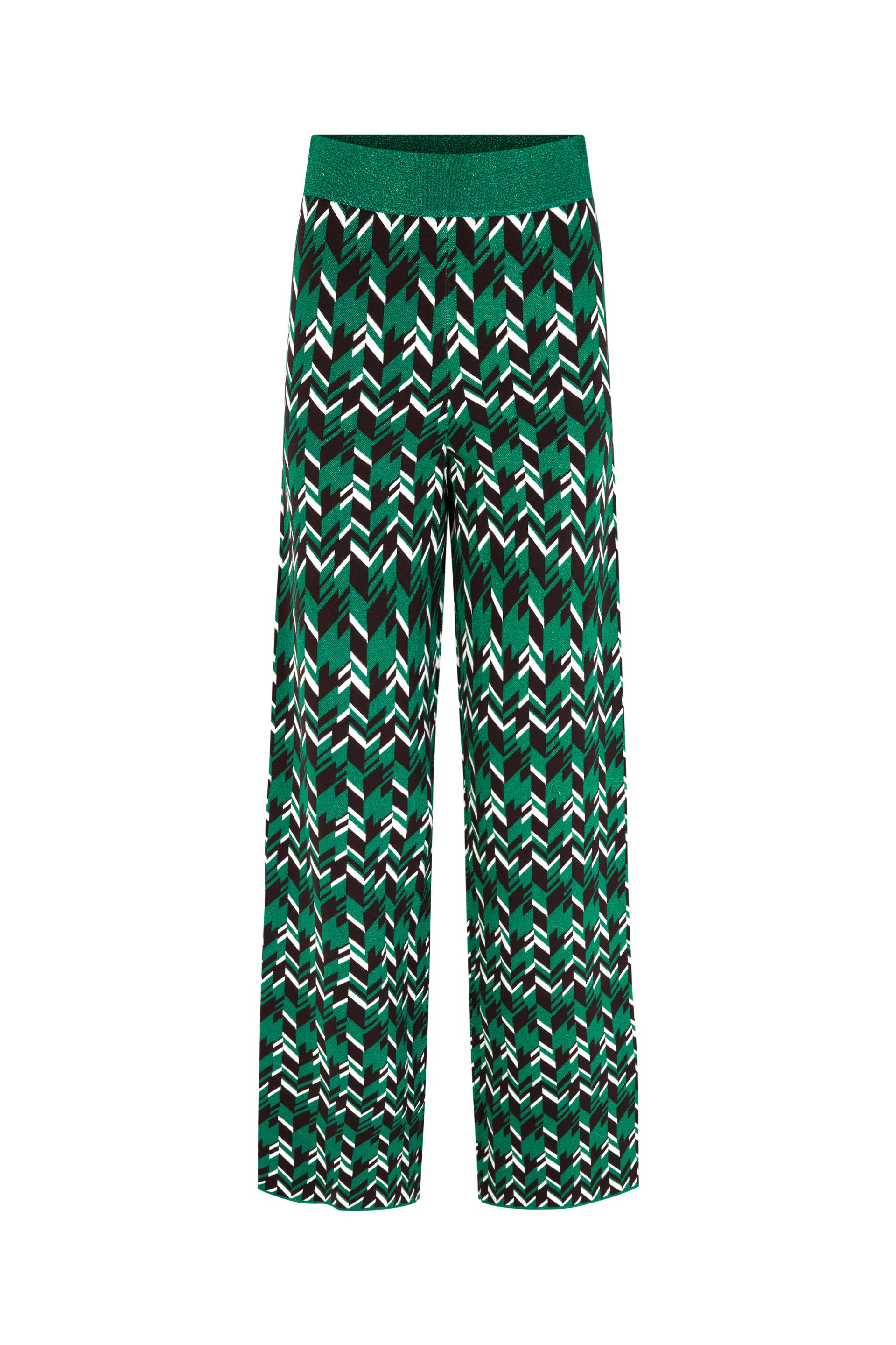 Cabery wide green geometric Pants