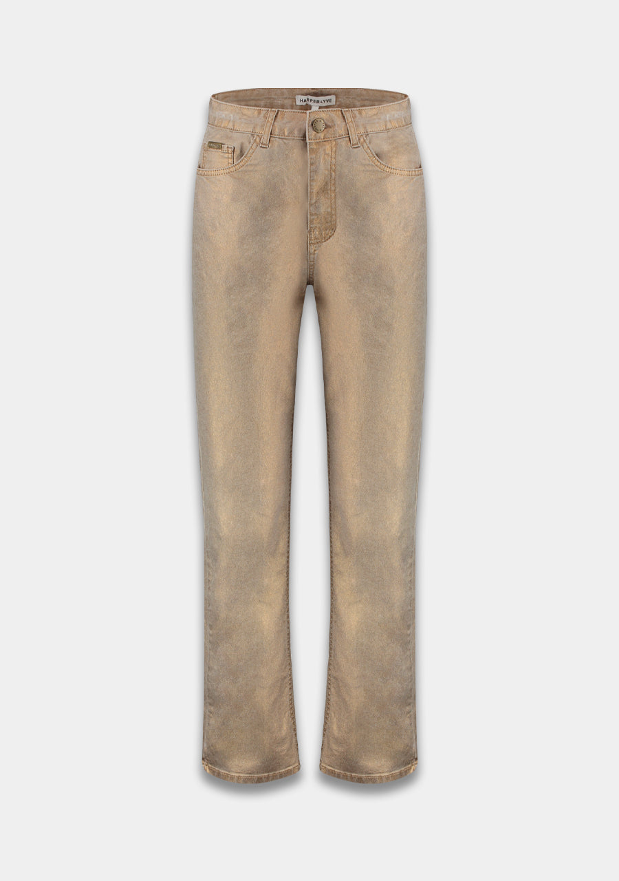 Yael Gold Laminated Jeans