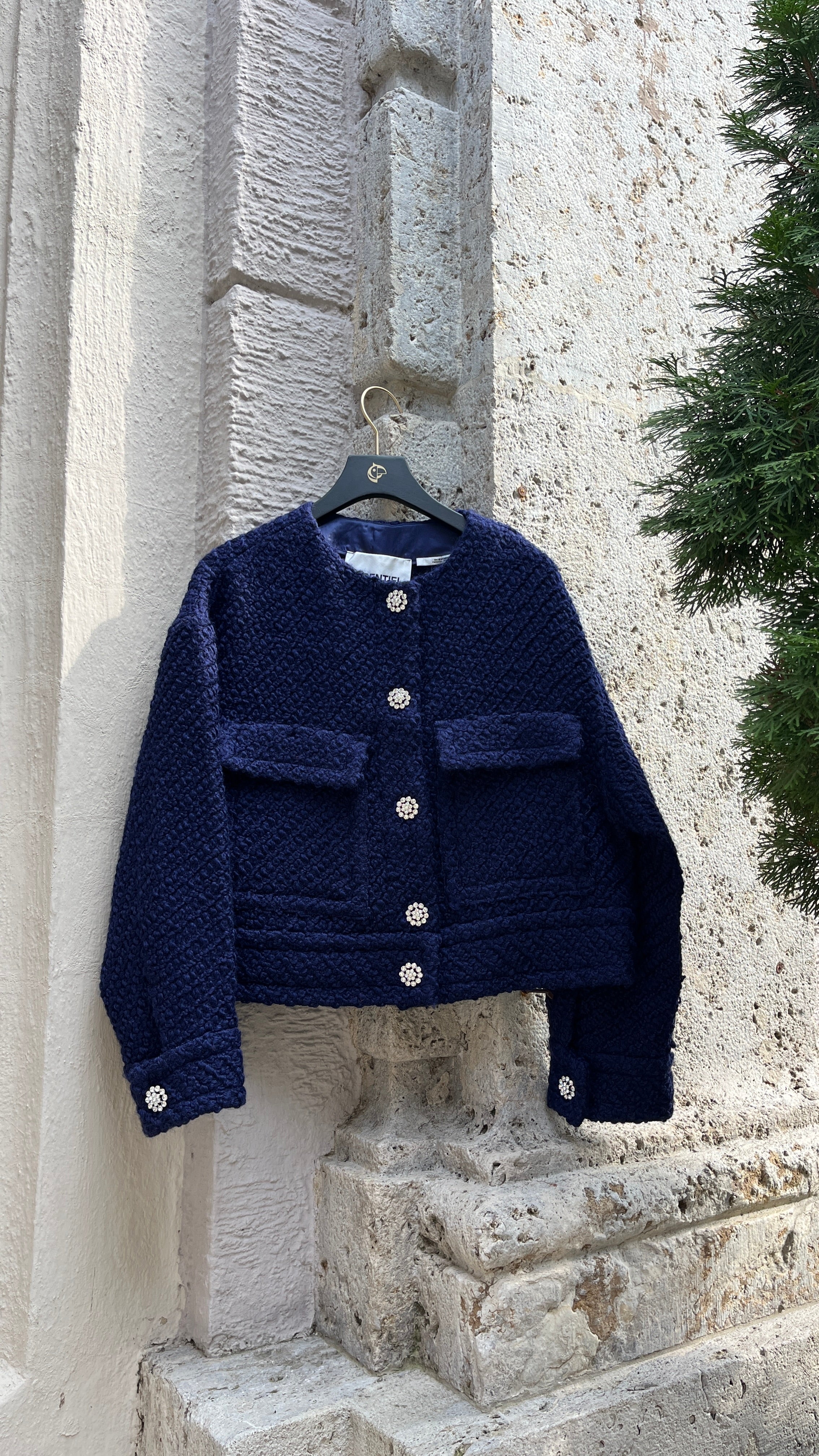 Tweedjacke aus Wollmischgewebe