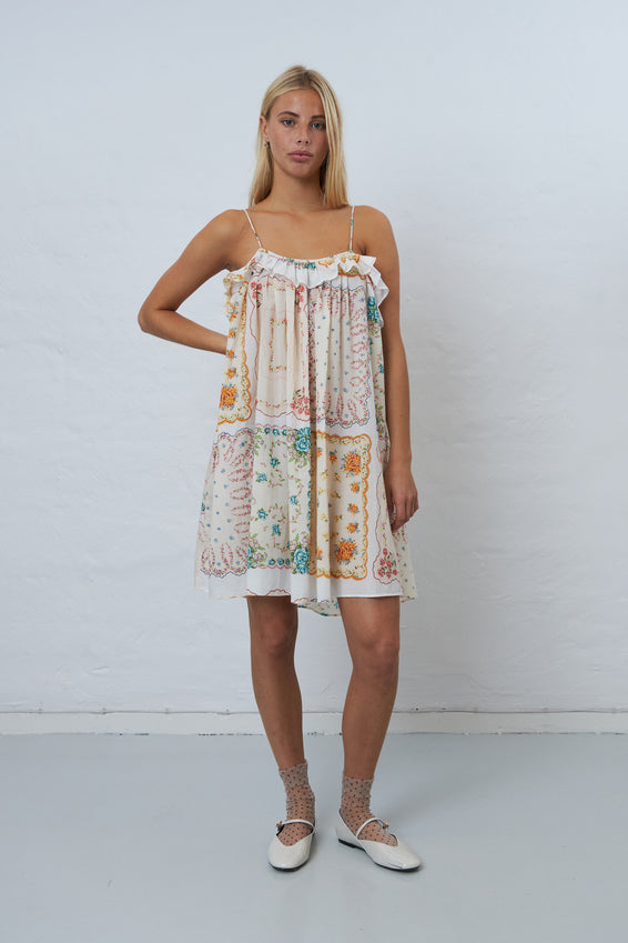 Cotton Tissued Printed Mini Dress