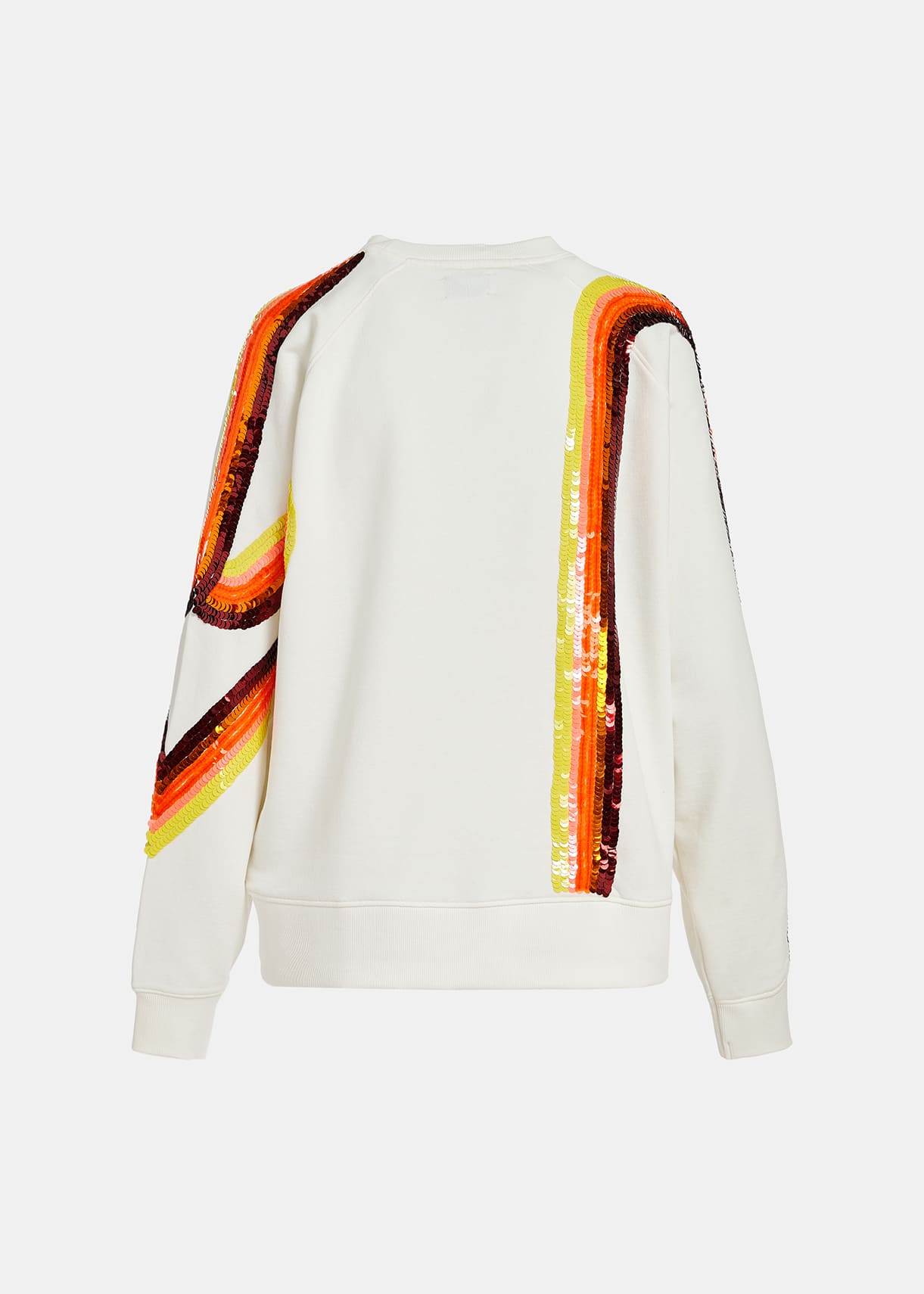 Filicudi - Cremeweißes Sweatshirt mit mehrfarbiger Paillettenstickerei