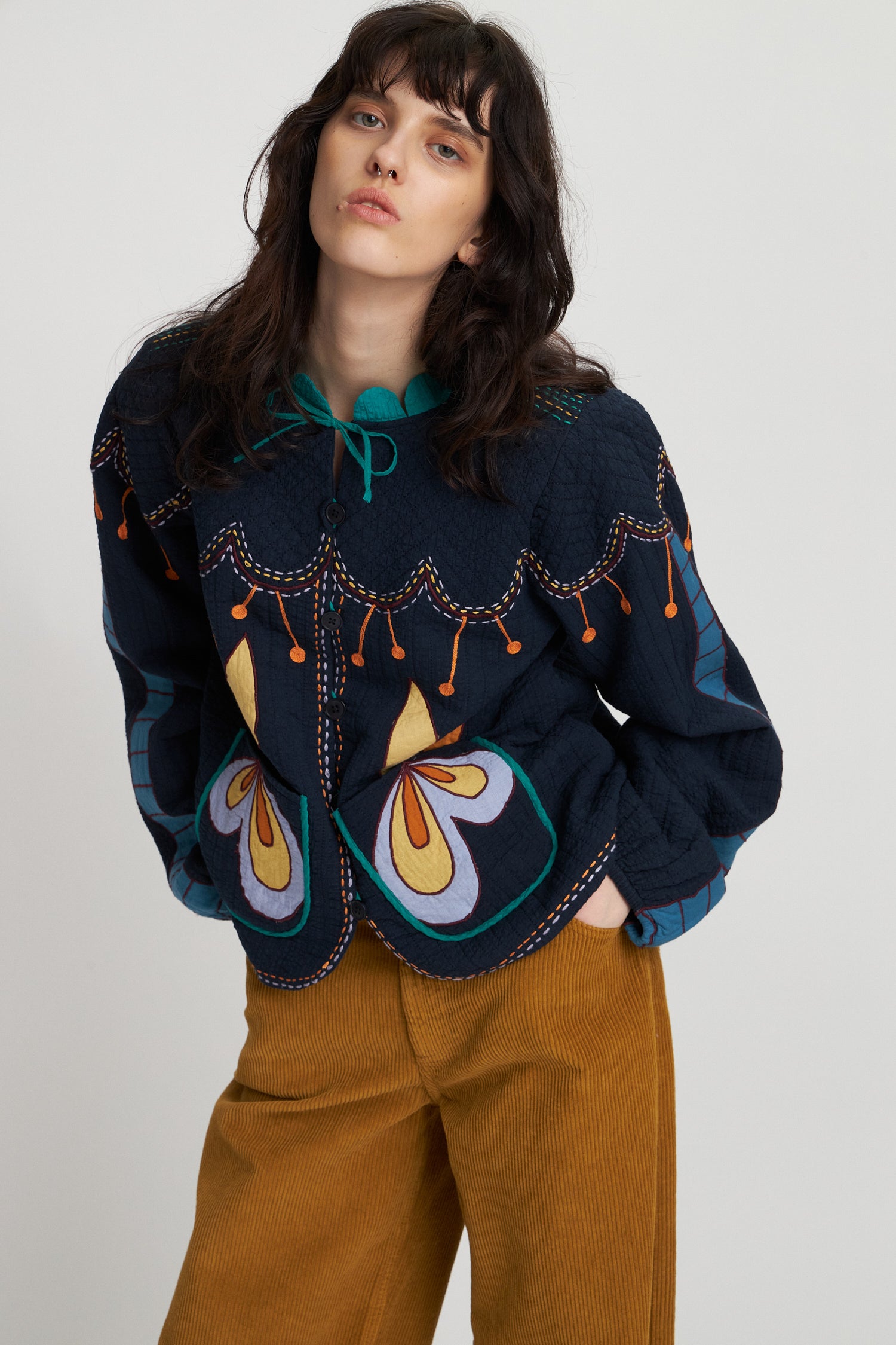 LITTLE EMBROIDERED JACKET - MULTICOLOUR